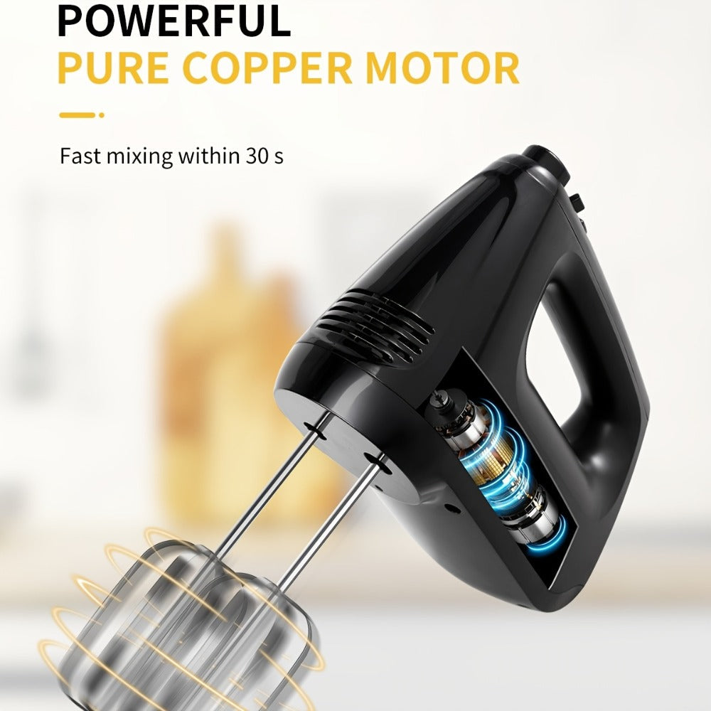 Six-Speed Electric Hand Mixer, 250 W with Five Stainless Steel Attachments and Storage Case in Three Colors