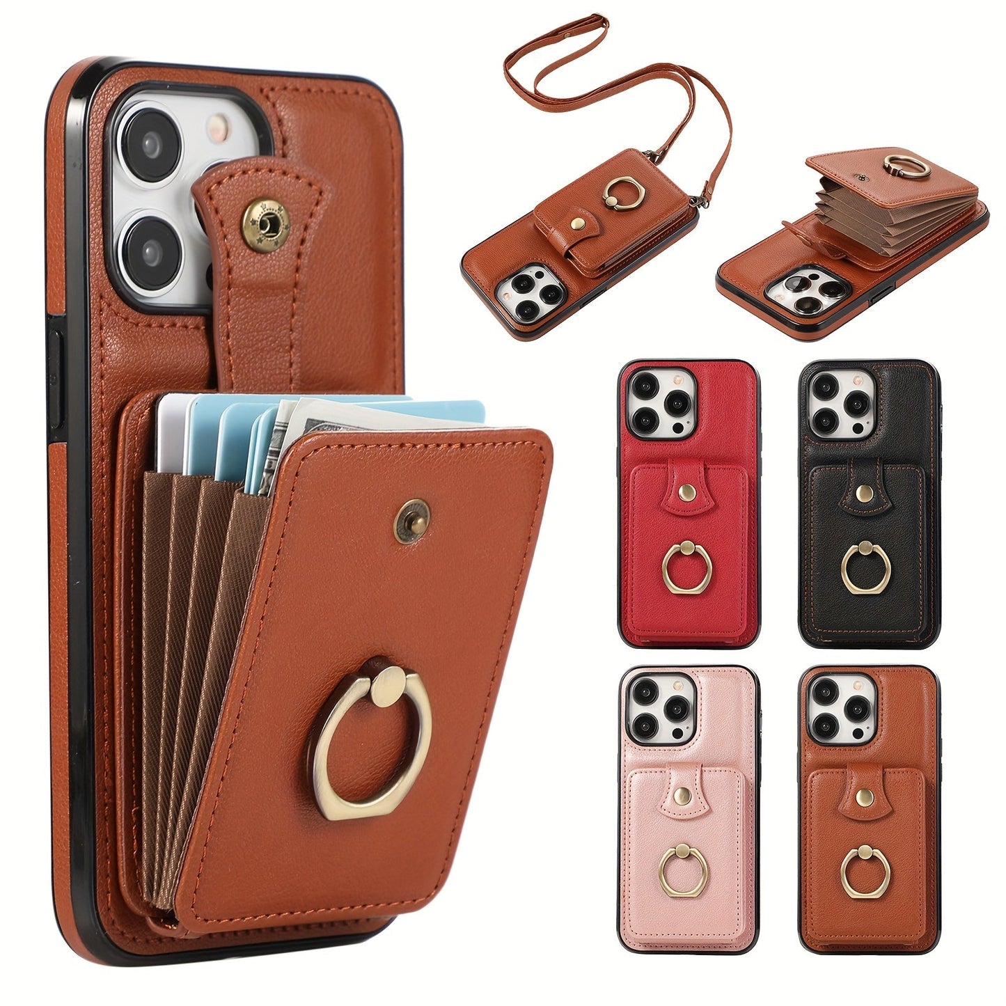 Phone Case RFID-Blocking Wallet with 2–3 Card Holder, Fold-Out Kickstand and Magnetic Charging for Select iPhones