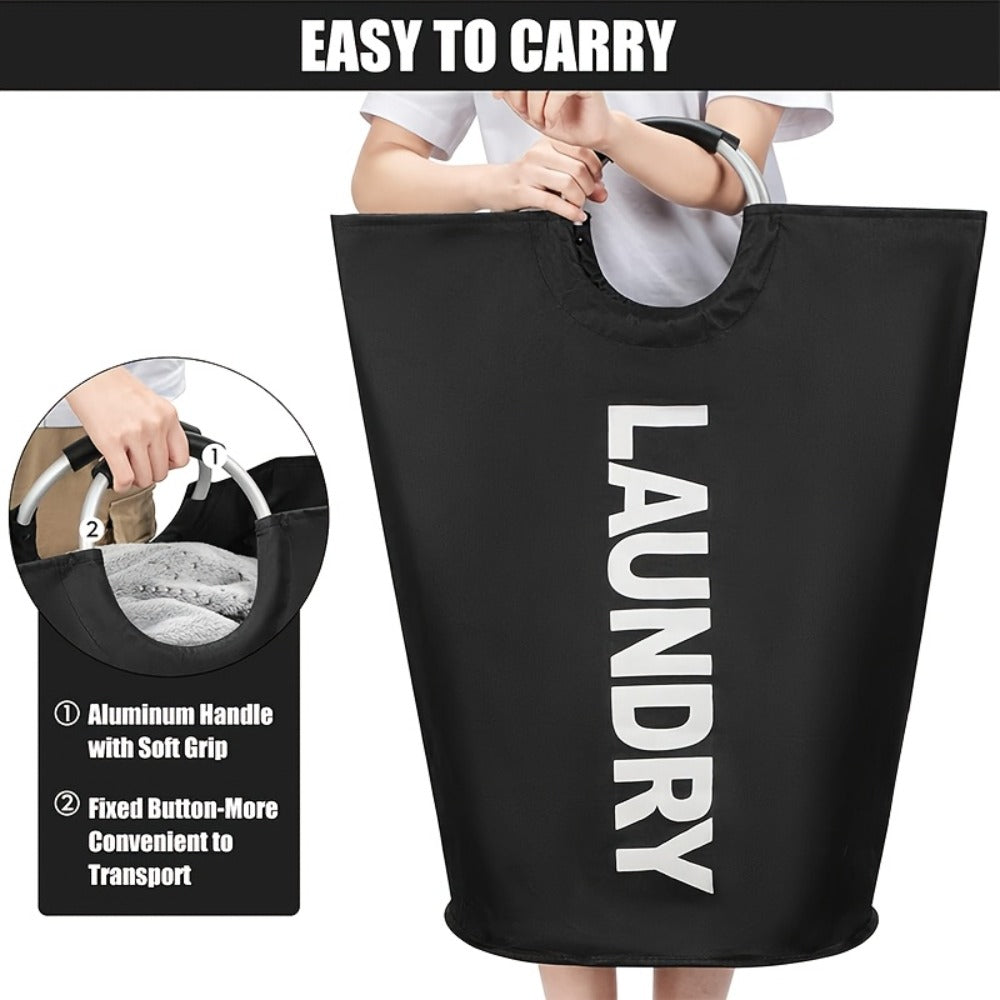 Two-Piece 95L Foldable Laundry Hamper Set with Ring Handles in 12 Solid or Mixed Color Options