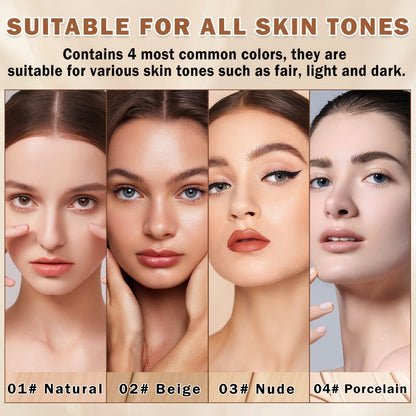 Full Coverage Liquid Foundation Airspray Kit Buildable Formula 6 Shades - Natural Beige Nude Porcelain Tan Medium Natural Satin Finish