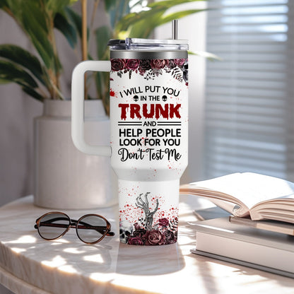 Insulated Tumbler 40oz Halloween Horror Cat Graphic with Stainless Steel Handle, Lid and Straw