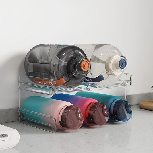 Water Bottle Rack Kitchen Organizer Stackable Plastic Holder with 5, 6, 8, 9, 11 or 12-Bottle Options
