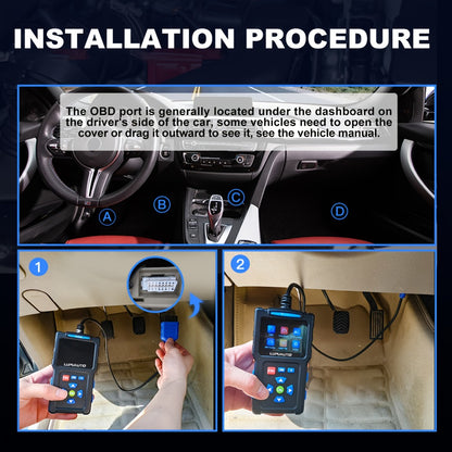 OBD2 Scanner Diagnostic Tool Plug and Play Read Clear Engine Codes Live Data I/M Readiness VIN Auto Detect 14 Languages for All OBDII Cars Since 1996 T200 T300