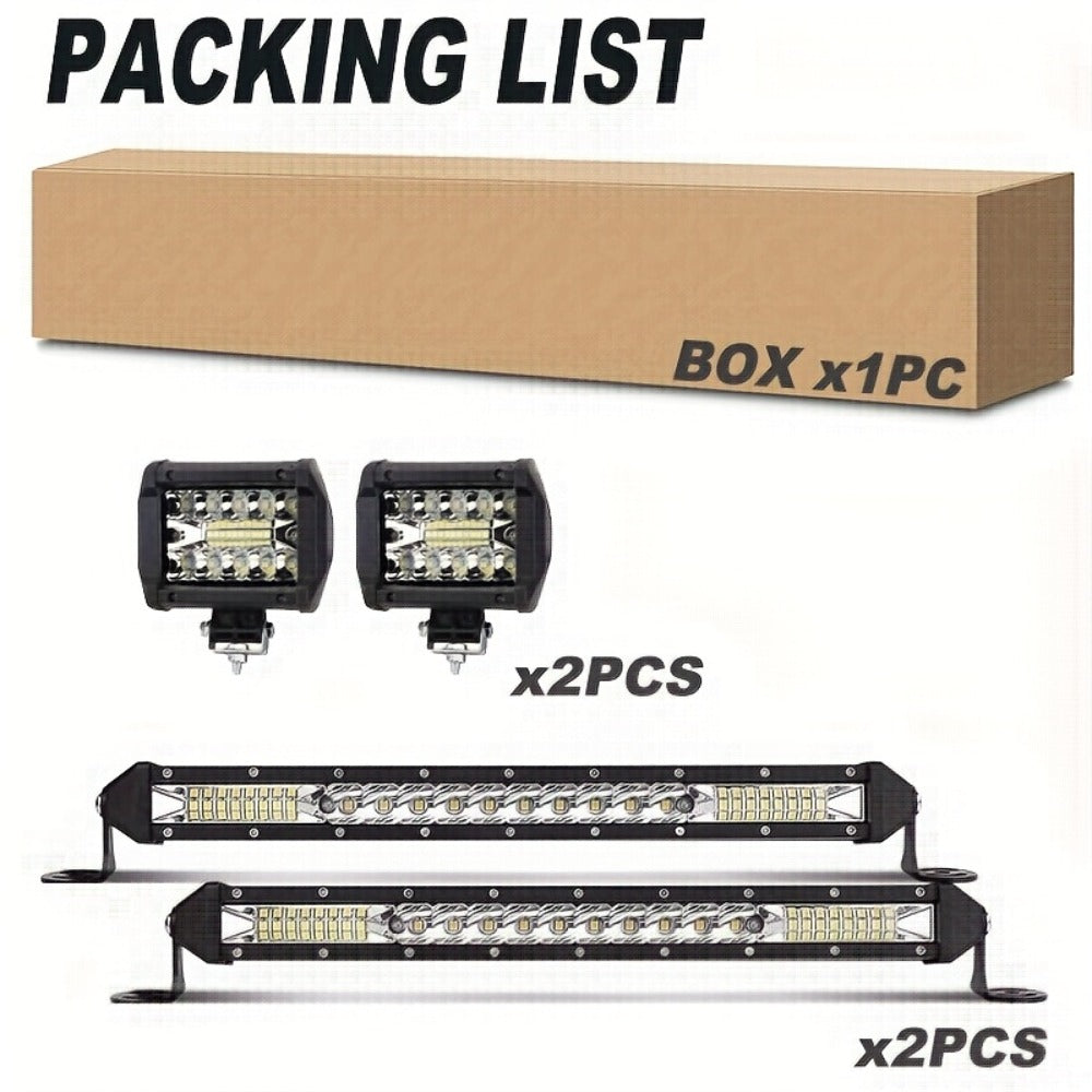 LED Work Light Bar Kit for Off-Road Truck Jeep SUV ATV UTV Tractor, 12-24V 2000-3000LM Combo 22in 10in + 4in Spot Flood Lights, No Battery Required, Hard Wire or Direct Power