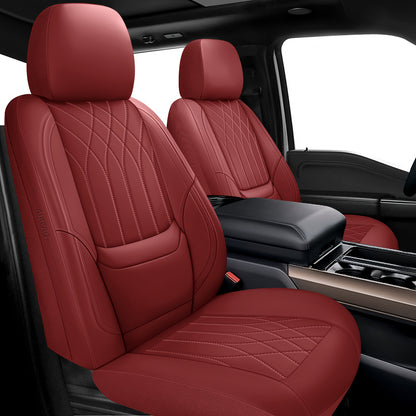 Waterproof Car Seat Covers Full Coverage PU Leather – Full Set for 2 or 5 Seats, Universal Fit Cars SUVs Trucks, Seat Protector Cushion, Black / Beige / Pink / Grey / Red