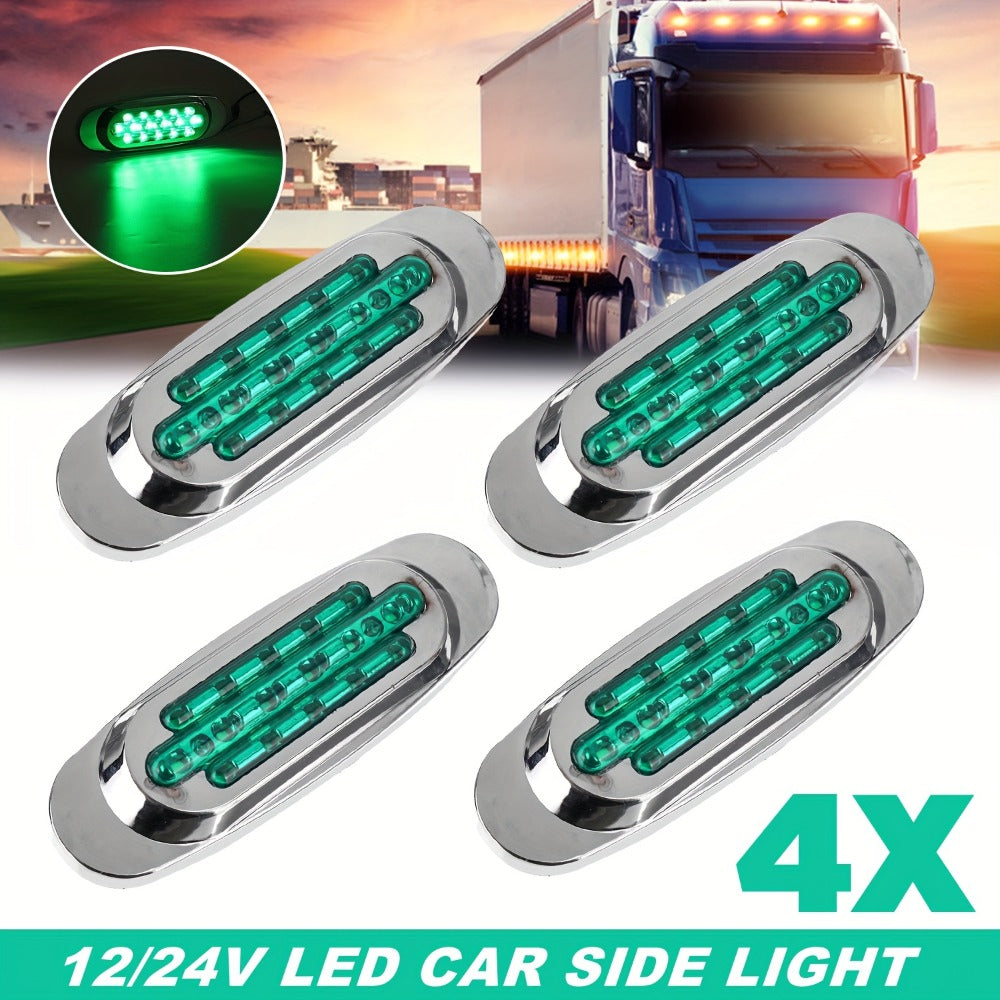 LED Side Marker Lights 4-Pack for Truck Trailer 16 LEDs Dual Mode Steady-On & Flash – 12-24V Universal Fit Front Rear Side Marker Lamp in Red White Blue Green Yellow