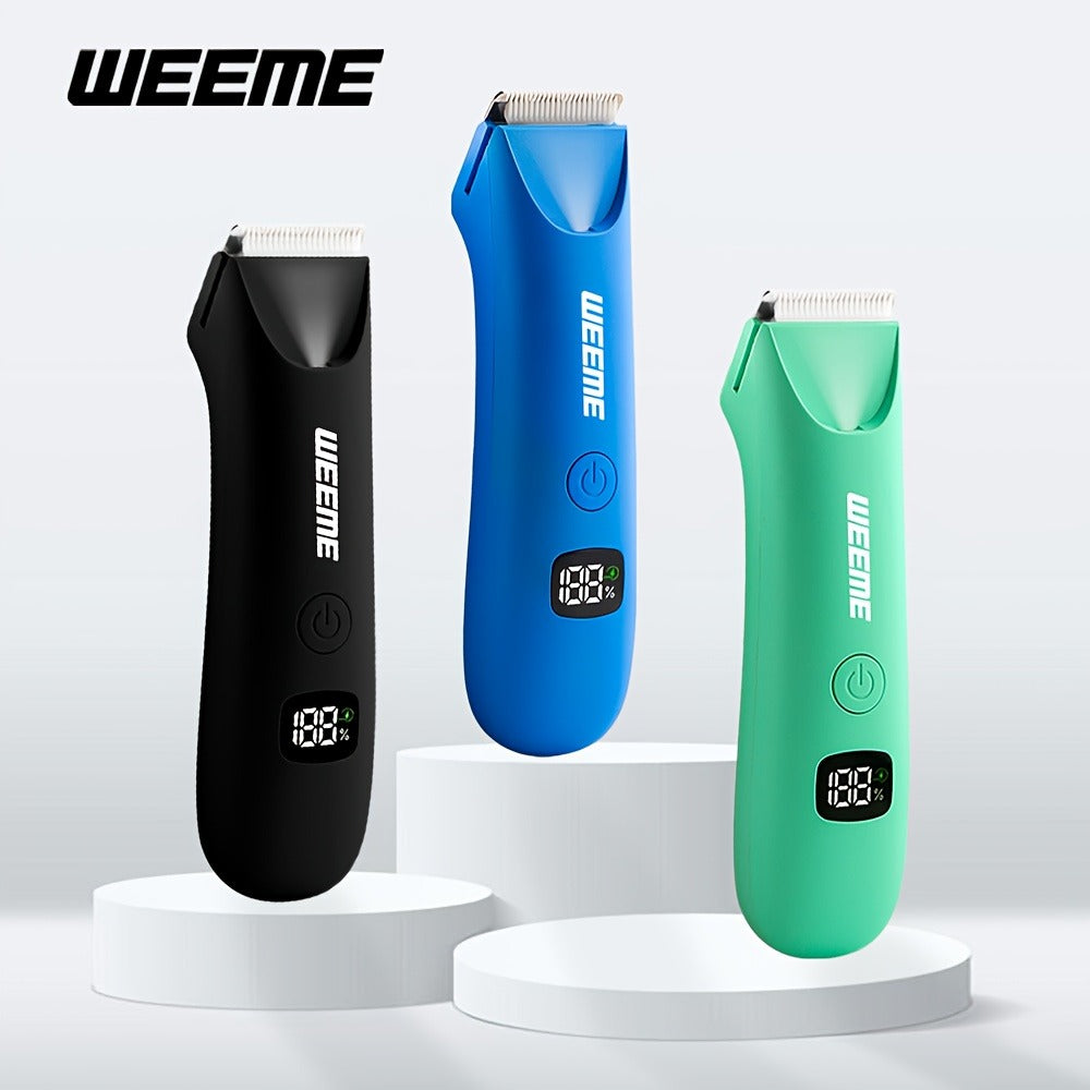 Rechargeable Men's Body Hair Trimmer in Black with LCD Display and LED Light for Chest, Legs and Underarms
