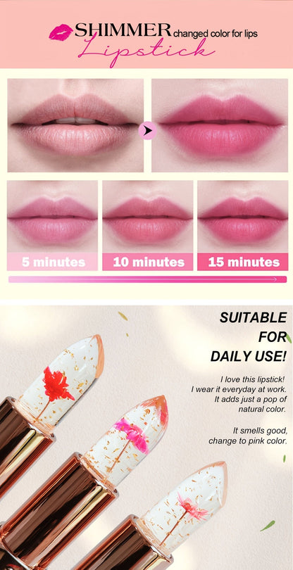 Flower Shaped pH Lip Balm Set 6pcs Individually Wrapped — Color Changing Transparent to Pink Tint, 6 Flavors Deep Moisturizing, Cute Floral Design Beauty Gift for Women Girls & Teens