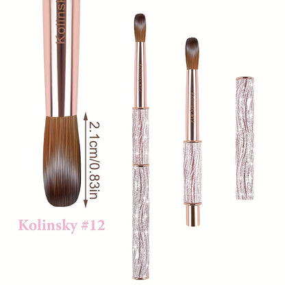 Round Nail Art Brush with Pink Sparkle Handle in Sizes 8, 10 or 12 and Three-Piece Set Option