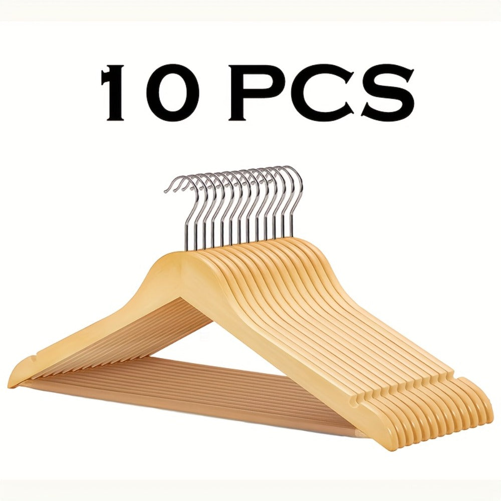 Premium Wooden Hangers with 360° Rotatable Hook & Shoulder Grooves | Slim Durable Wood Coat Suit Hangers | 10 20 30 Pack Closet Organizer in Natural & Champagne
