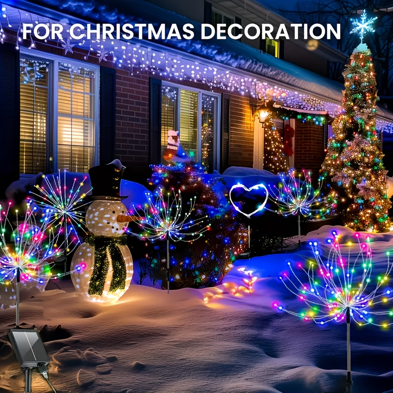 Solar Fireworks Lights 480 LED 8-Pack, IPX4 Waterproof 8 Modes