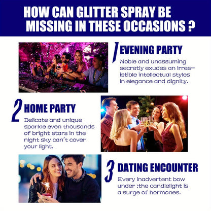 60 ml Body Glitter Spray for Skin, Hair and Clothing in Single Fine-Mist Checkout Option for Party Makeup