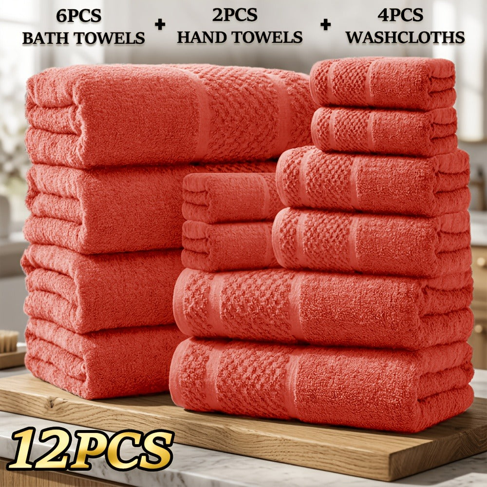 Towel Set 12, 16 or 18 Piece 450GSM Cotton-Blend Bath, Hand and Face Towels in Multiple Colors