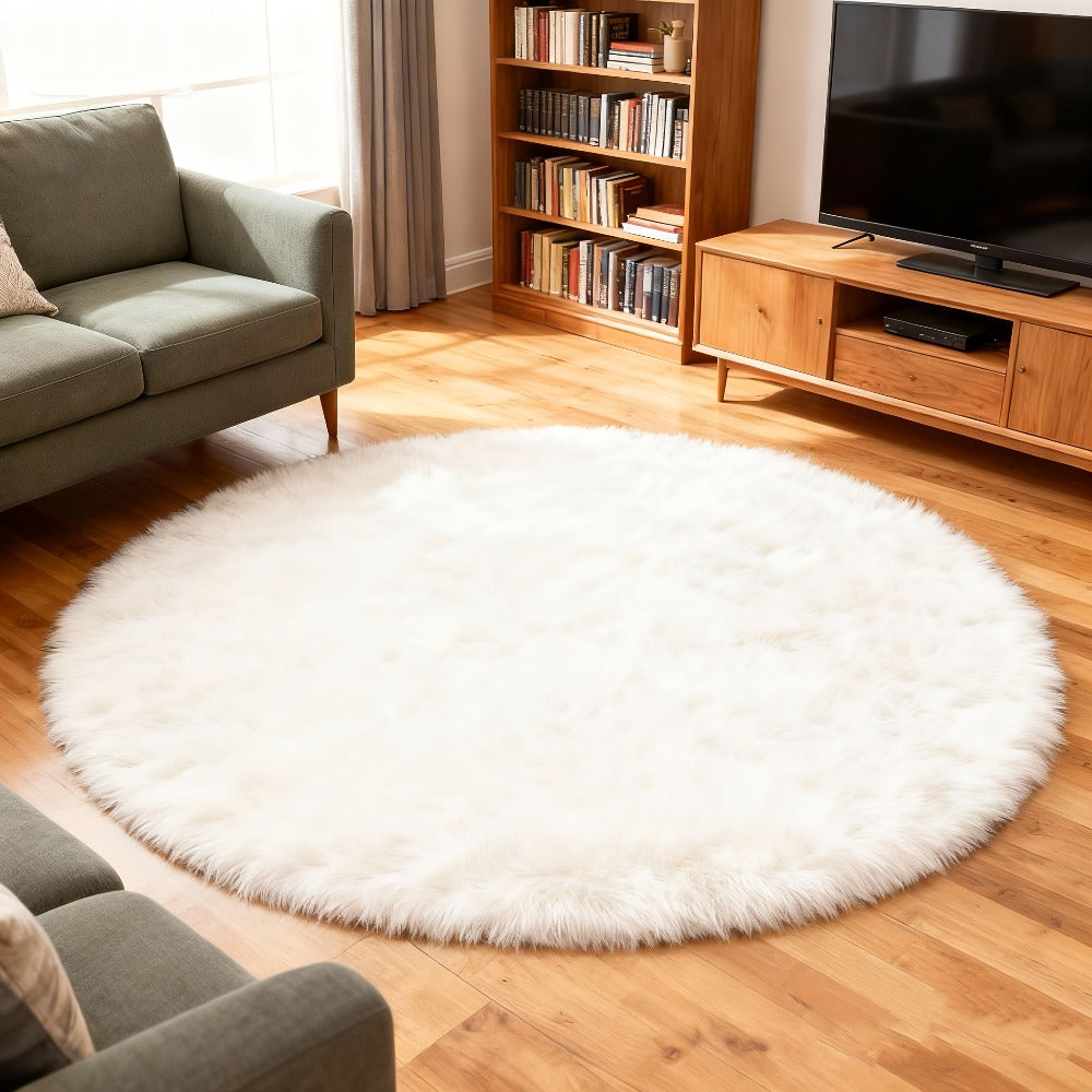 Round Shaggy Area Rug in Seven Solid or Tie-Dye Colors with 4 x 4-Foot to 8 x 8-Foot Sizes