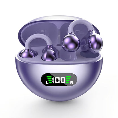 Open-Ear Clip Earphones Bluetooth 5.4 Wireless Earbuds for Glasses Wearers Small Ears Low Latency HD Calls All-Day Comfort Clip-On Open Ear Headphones Purple Black White