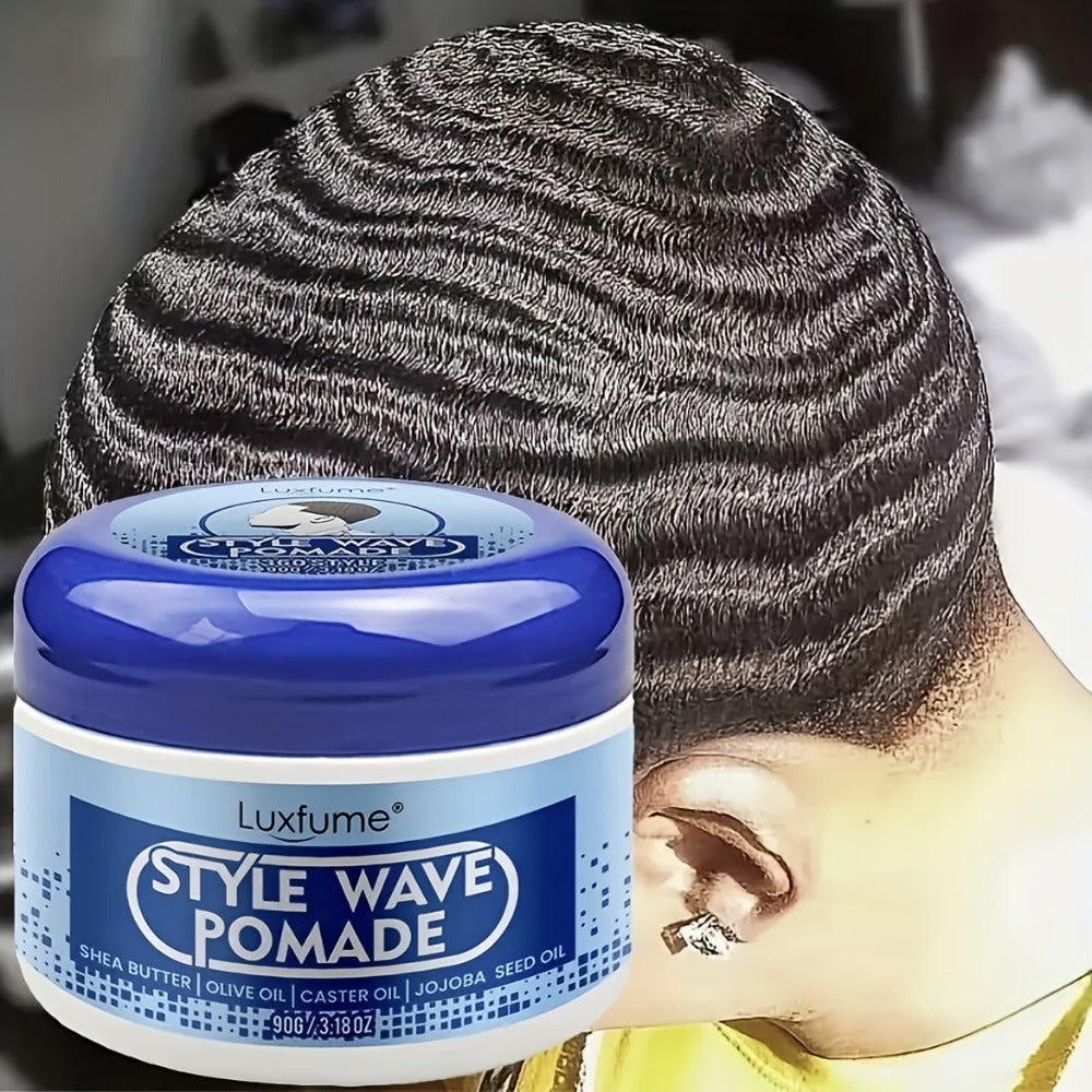 360 Wave Pomade for Men — Strong Hold Non-Greasy Hair Styling Cream for 360 Waves & Layered Wave Patterns, Silky Shine Natural Wave Grease for Soft Touchable Defined Waves
