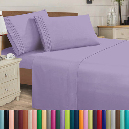 Microfiber Bed Sheet Set 4-Piece Deep Pocket Cooling Sheets Twin Full Queen King Cal King Split King
