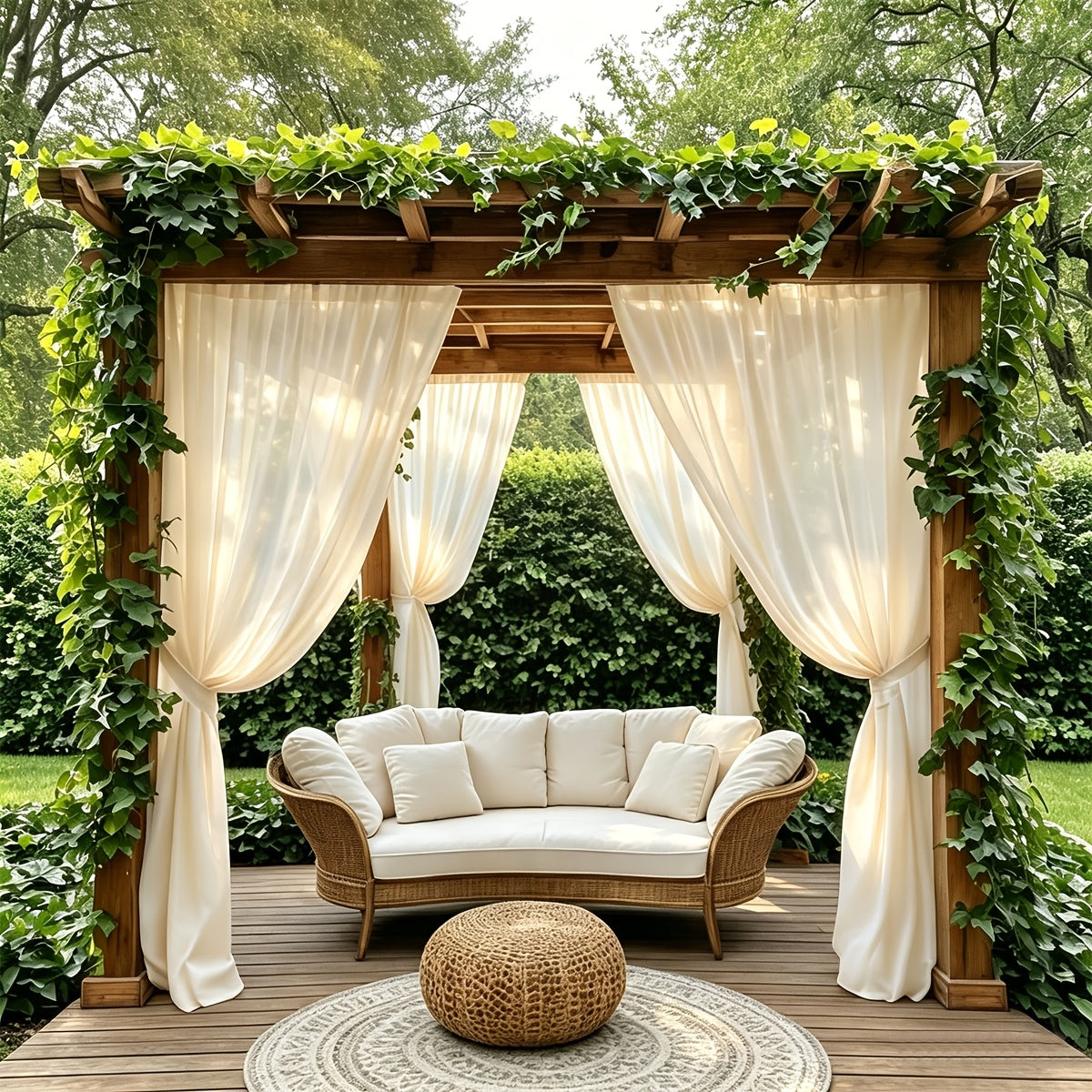 Six-Panel Sheer Outdoor Curtain Sets in Ten Colors with 37- or 54-Inch Width and Seven Length Options