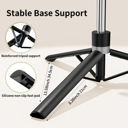 67-Inch Black Selfie Stick Tripod with Two Detachable Lights, Wide Base, Phone Clamp and Remote