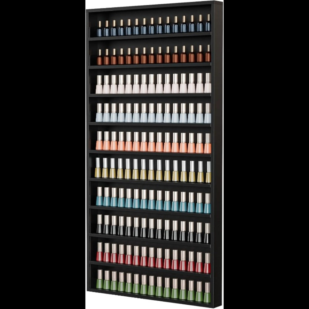Nail Polish Rack Wall Mount Organizer 6-Tier & 10-Tier with Acrylic Baffle – Salon Display Shelf for Nail Polish Storage, Home Nail Studio & Spa, Black White Pink