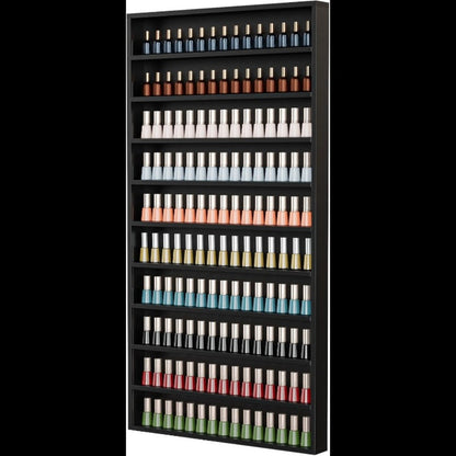 Nail Polish Rack Wall Mount Organizer 6-Tier & 10-Tier with Acrylic Baffle – Salon Display Shelf for Nail Polish Storage, Home Nail Studio & Spa, Black White Pink
