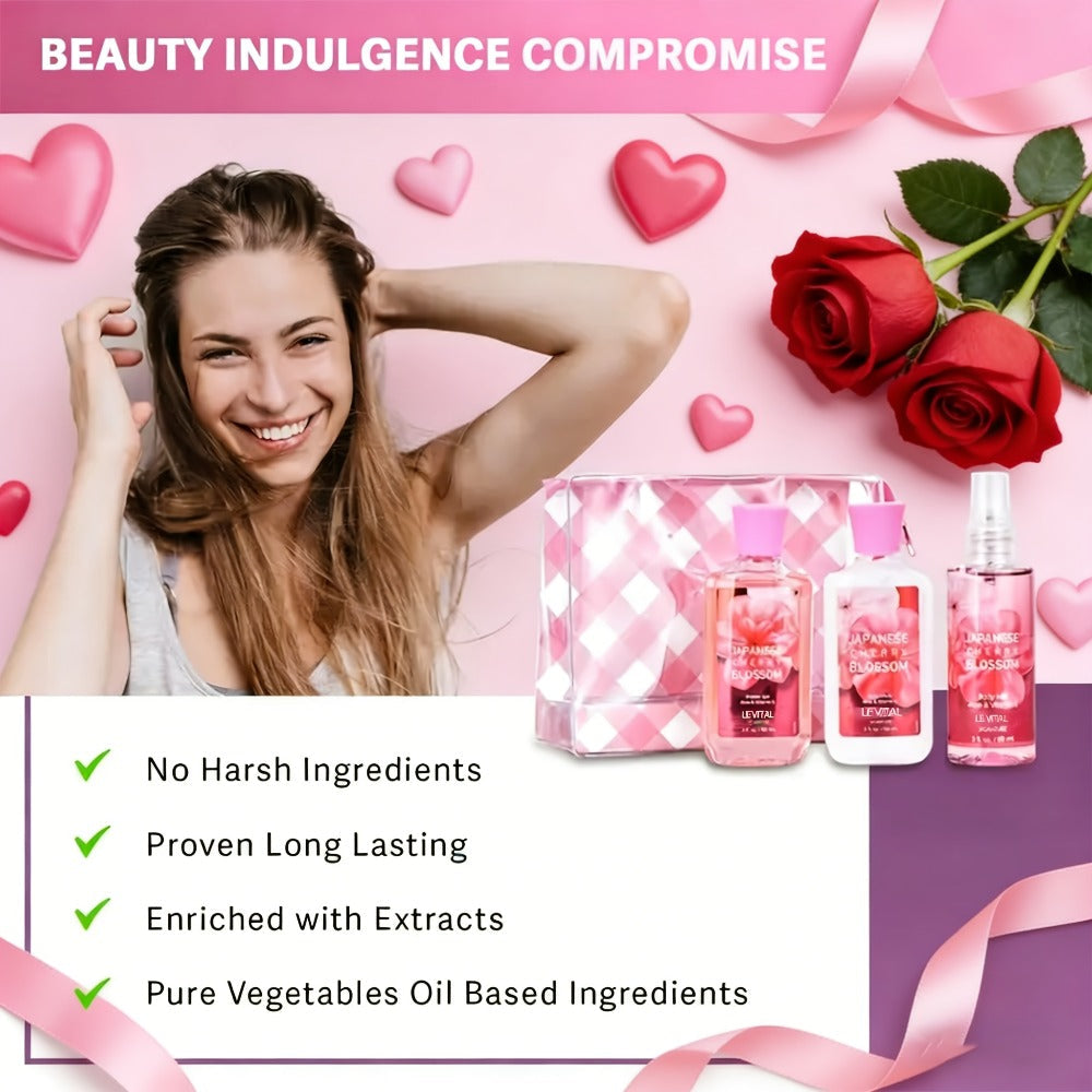 Three-Piece Vanilla Heaven Bath Set with 3 oz Shower Gel, Body Lotion, Body Mist and Clear Pouch