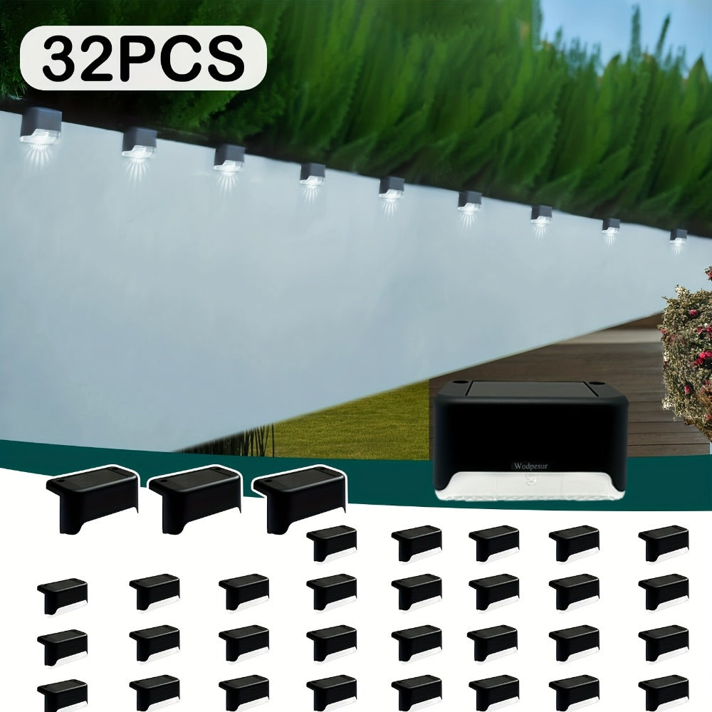 Solar Step Lights Outdoor Waterproof LED Stair Lights Solar Powered IP44 for Stairs Steps Fence Deck Railing Terrace Garden Backyard Pathway White Light 32 Pack