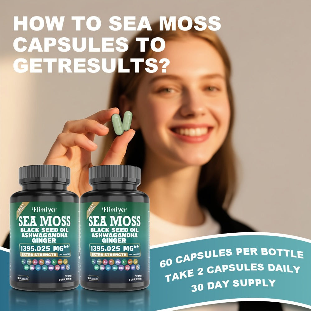 Herbal Supplements with DREAMOSE Label, Sea Moss Blend Capsules, 3 Bottles and 180 Capsules Total
