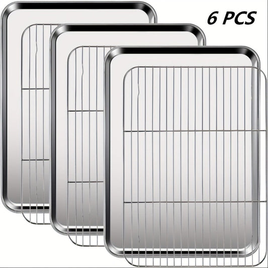Baking Sheet and Rack Set Stainless Steel Half Sheet Pan with Cooling Rack Heavy Duty Rust Free Dishwasher Safe for Cookie Baking Roasting Grilling 2 3 4 Pan Options