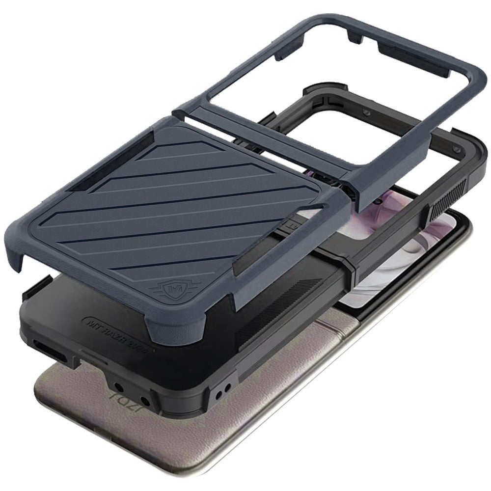 Phone Case Navy Dual-Layer PC and TPU Cover with Wireless Charging Support for Motorola Razr 2024