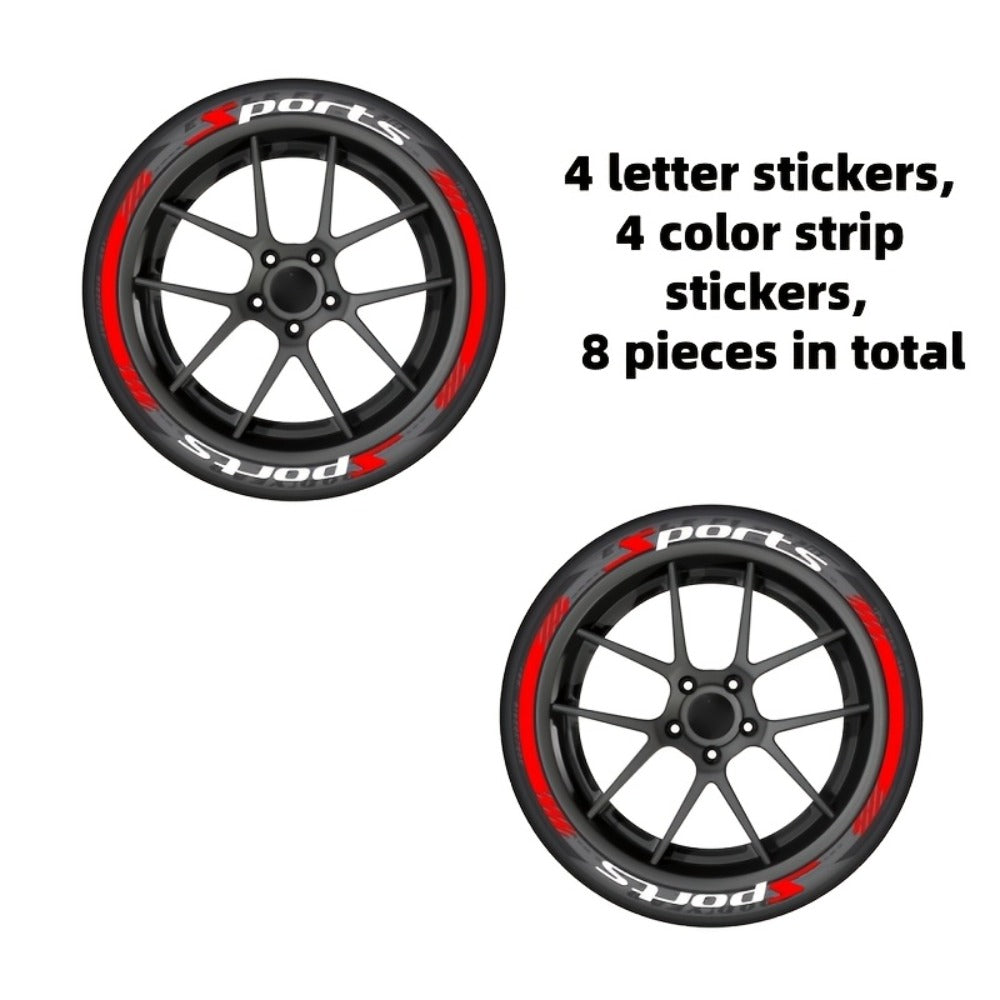 Tire Letter Stickers – Sport Racing PVC Tire Decals for Car & Motorcycle, Self-Adhesive Raised Letter Stickers, Cool Car Modification Decoration (Pack of 8)
