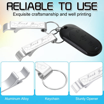 Bottle Opener Keychains Bulk 100 Pack - Aluminum Engraved Keychain Bottle Openers for Wedding Favors