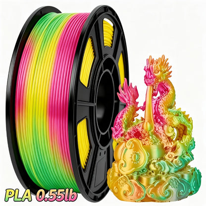 Gradient Tri-Color PLA Filament 1.75mm 250g 0.55lb – Three-Tone Color Transition Smooth Durable Printing for DIY Artistic Cosplay & Professional Projects Wide FDM Compatibility