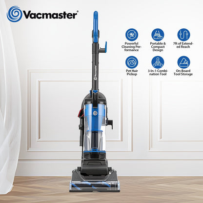 Vacmaster Bagless Upright Vacuum Cleaner 1150W Cyclone Filtration Large Dust Cup 17ft Cord for Carpet Hard Floor Pet Hair Powerful Suction Home Vacuum
