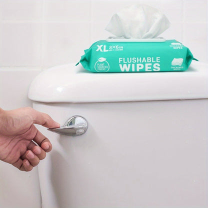 Flushable Wet Wipes Extra Large Thickened 48ct – Alcohol-Free Plant-Based Butt Wipes, Septic Safe, Quick-Dispersing for Baby Sensitive Skin, Feminine & Personal Care – Pack of 3 or 6