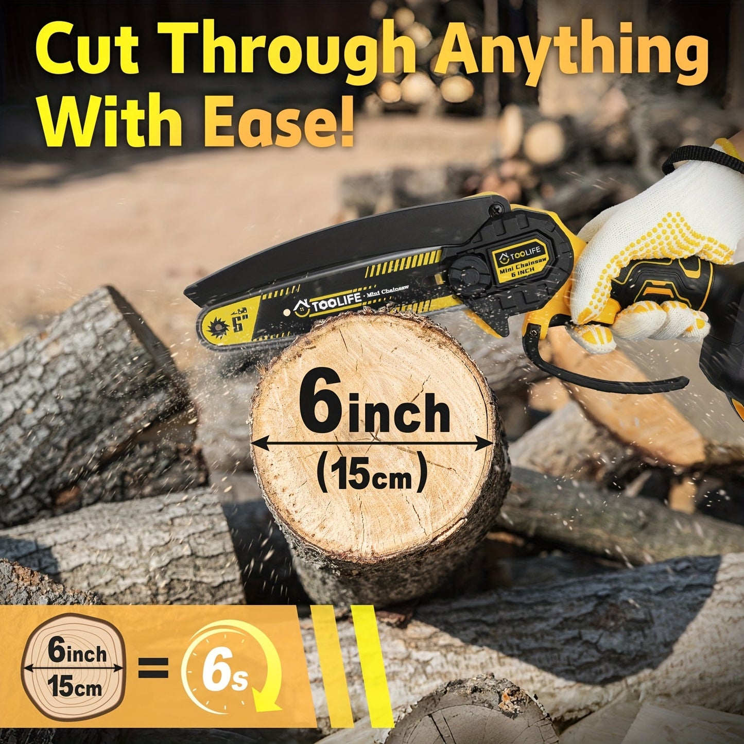 Mini Chainsaw Cordless | Handheld Electric Saw Tree Trimming Wood Cutting