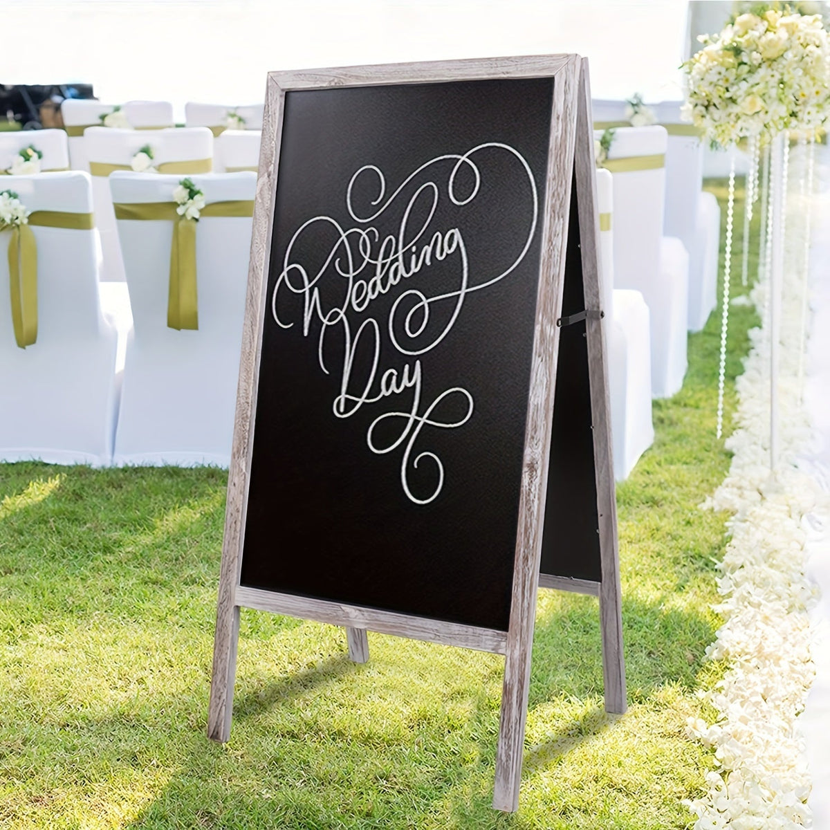 A-Frame Chalkboard Sign Double Sided Magnetic Wooden Standing Blackboard Menu Display Board for Entryways, Bedrooms and Living Spaces