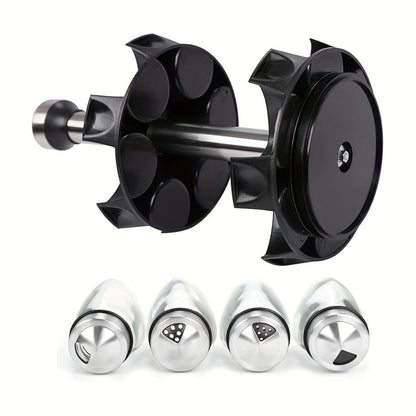 Glass Spice Jar Set with Rotating Rack, Airtight Kitchen Spice Organizer with 360° Stainless Steel Stand