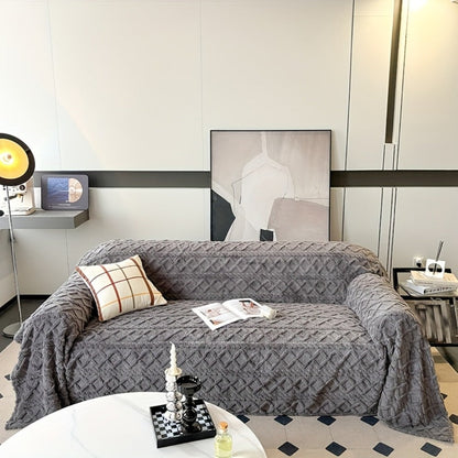 Sofa Cover Soft Polyester Velvet Bohemian Jacquard Throw for 3 or 4-Seater Sofas in Five Colors