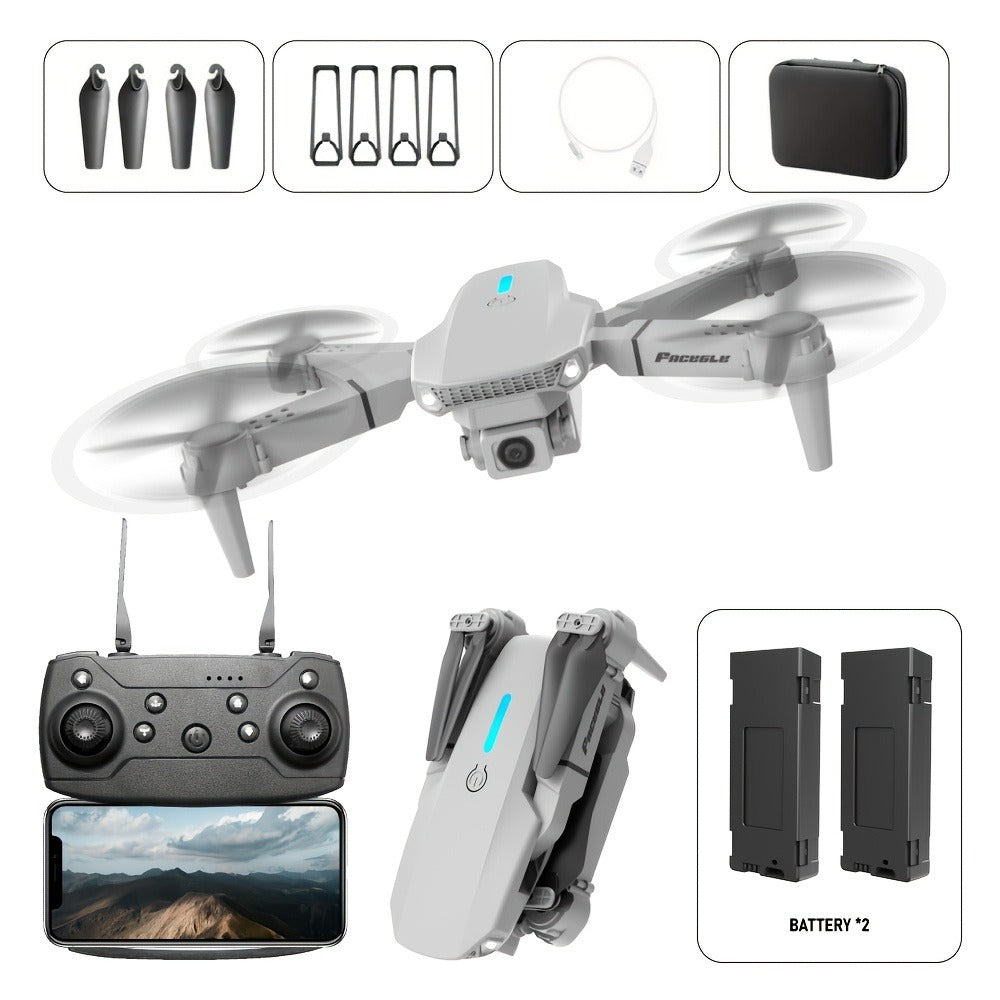 E88 Foldable Drone with Dual Camera – RC Quadcopter 360° Stunt Flip Surround Flight Optical Flow Height Hold 500mAh Battery Beginner to Intermediate Indoor Outdoor Flying Toy Gift for Teens Adults Boys