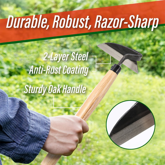 Garden Sickle | Japanese Weeding Hoe Sharp Bamboo Handle Soil Lawn