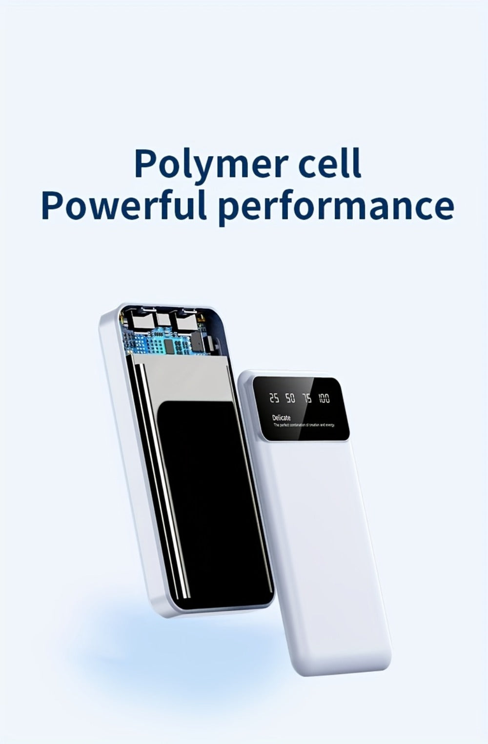 Power Bank 50000mAh with Dual USB Ports, Digital Battery Display and Three Color Options for Travel