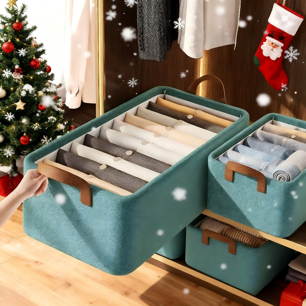 Foldable Fabric Storage Bins with Clear Top Lids and Handles in Four- or Six-Piece Color Sets