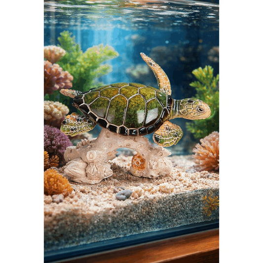 Sea Turtle Figurine Polyresin Home Decor, 4.75" Upward Swimming Turtle Sculpture for Living Room, Bedroom, Office & Bathroom, Unique Collectible Gift for Housewarming, Birthday & Holidays