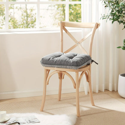 Tufted Chair Cushion Sets in 4- or 8-Piece Options with M/L Sizes, Tie Straps and 12 Color Choices