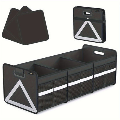 30-Inch Foldable Car Trunk Organizer with Multi-Pocket Storage, Reflective Triangle and Black or Pink Finish