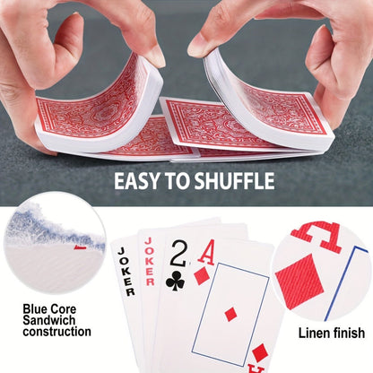 Twelve-Deck Jumbo Index Playing Card Set with Six Black and Six Red Poker-Size Decks for Table Games
