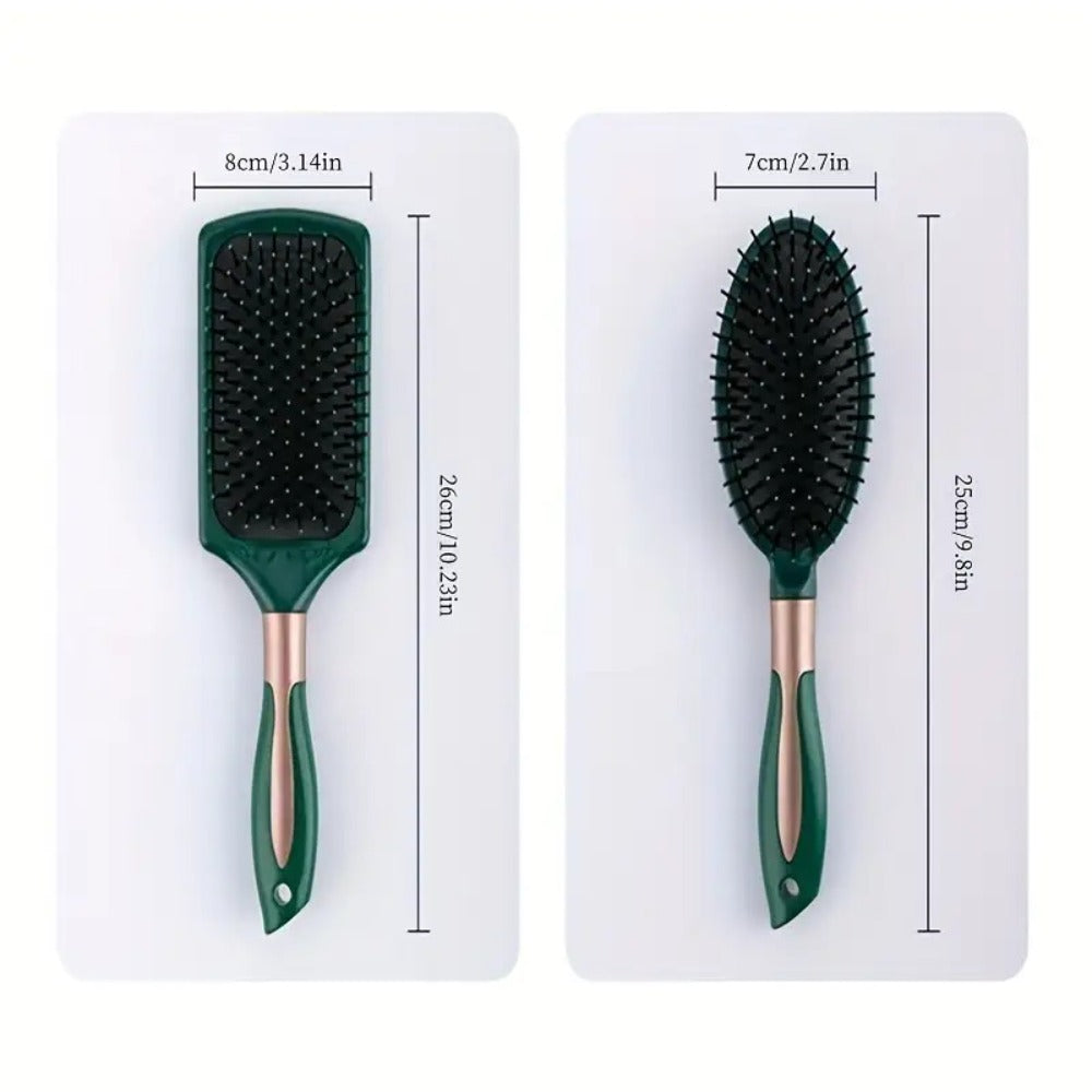 Hair Accessories Five-Piece Green Brush and Comb Set with Cushion Brush, Pick and Styling Tools