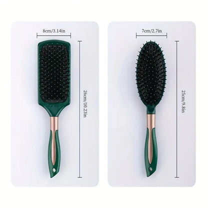 Hair Accessories Five-Piece Green Brush and Comb Set with Cushion Brush, Pick and Styling Tools