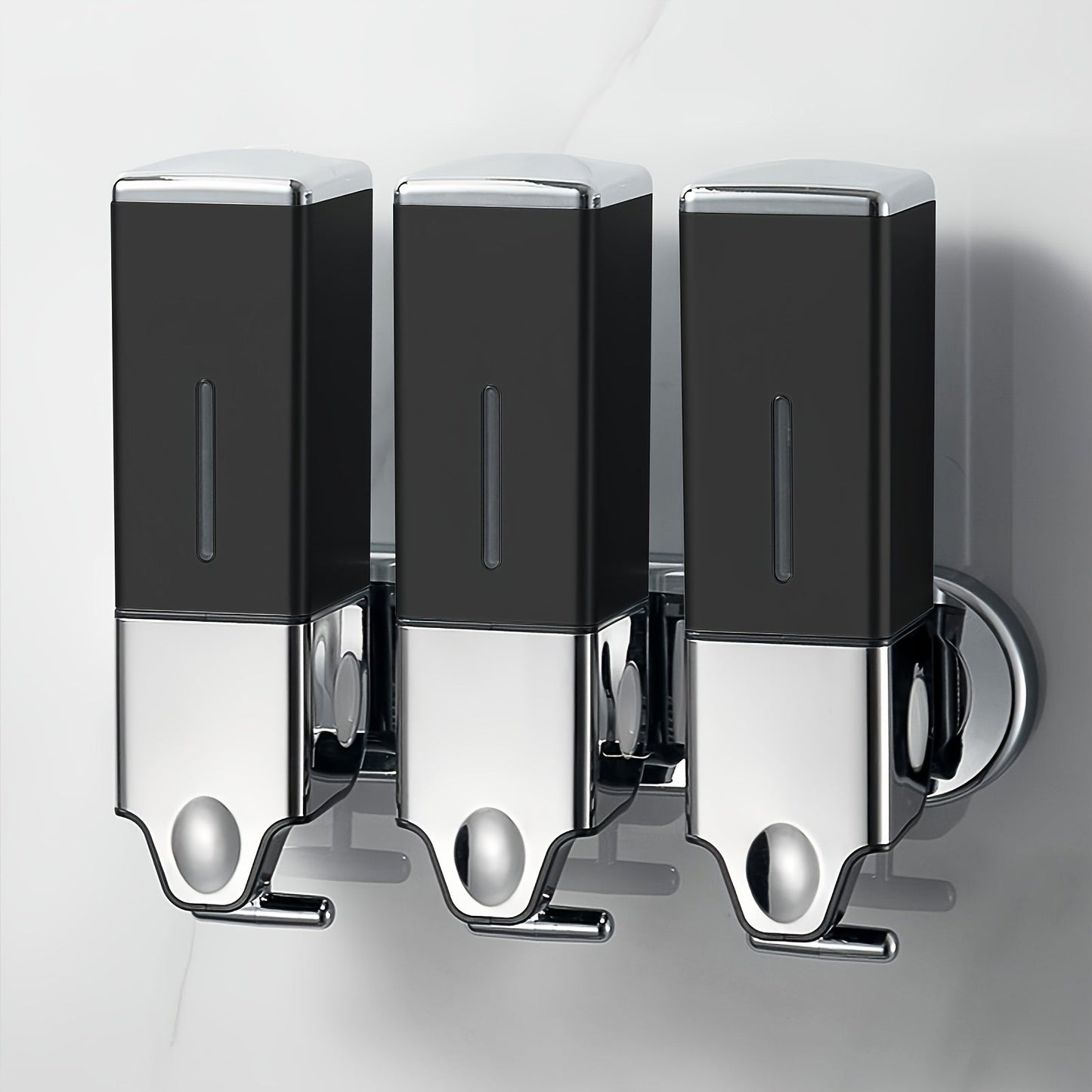 Three-Bottle Wall-Mounted Soap Dispenser Set with 16.91 oz 500 ml Source Capacity in Five Finish Options